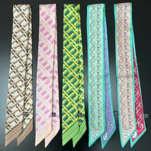A mais nova corrente marca design sarja lenço de seda luxo cachecol feminino foulard saco magro cachecóis moda neckerchief ba...