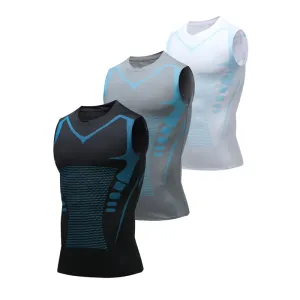 Colete esportivo de manga curta masculino, camiseta de corrida, secagem rápida, sem mangas, seda gelada, basquete, treinament...