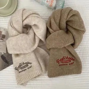 Inverno quente cachecol para mulheres moda carta de malha lã fio lenço silenciador feminino xale pescoço envoltórios