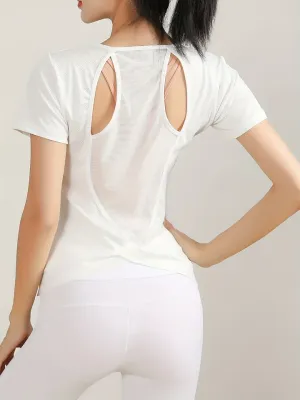 Camiseta esportiva solta para mulheres, manga curta, top de fitness, roupas de ioga e corrida, tamanho grande, seca rápida, n...