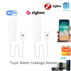 Tuya Water Leak Detector, Water Flood Leak Alarm, Home Security, Smart Life APP Notificação Alertas, Wi-Fi, Zigbee