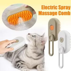 Escova elétrica 3 em 1 para cabelo de cachorro e gato, escova elétrica para limpeza de animais de estimação, spray de vapor, ...