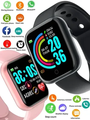 Y68 Color Screen Smart Watch, Step Counting, Multi Sport Mode, Message Reminder, Fotografia, Música, Controle Remoto Smart Ba...
