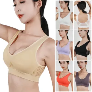Sutiã esportivo push up à prova de choque feminino acolchoado malha sem fio fitness ginásio correndo topos sem costura sutiãs...