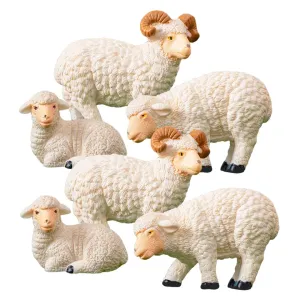6 pçs micro paisagem decoração esculturas de ovelha estátuas de cabra para casa sala estar estatueta animal gramado em miniat...
