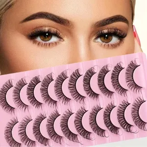 Cílios vison 3D, Cílios Fofos Reutilizáveis, Cílios Strip Russo, Curl D, 10 Pares