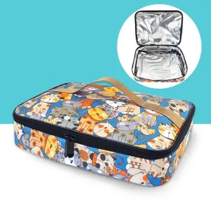 Portátil Funcional Canvas Stripe Isolado Lunch Box Bag, Thermal Food Piquenique Cooler, Tote para crianças, crianças