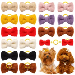 10/20/30 pçs laço de cabelo do cão de estimação aliciamento feito à mão arcos de cabelo do filhote de cachorro elásticos arco...