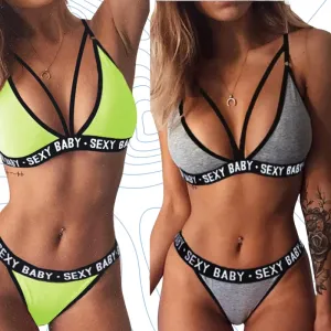 Conjunto de roupas íntimas esportivas de três pontos para mulheres, biquíni sem costas, lingerie sexy, biquíni magro, terno d...