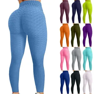 Mulheres bolha leggings hip levantamento fitness correndo esportes internos calças de cintura alta yoga ginásio exercício mag...