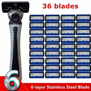 Lâmina de segurança clássica para homens e mulheres, Lâminas de barbear para depilação, Barbeador manual, 6 camadas