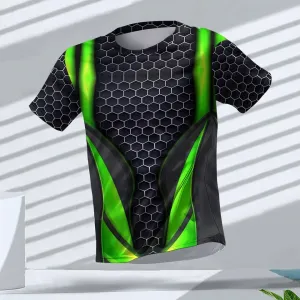 Roupa esportiva masculina de manga curta com gola redonda, camisetas de corrida respiráveis, tops esportivos unissex de trein...