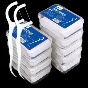 1 caixa/50 varas fio dental ultrafino fio dental vara pacote familiar fio dental adulto palito descartável dentes domésticos
