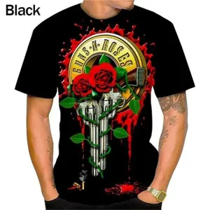 Camisetas masculinas e femininas impressas em 3D, roupa de rua com esqueleto de banda de rock, verão leve personalizado, outr...