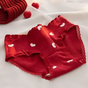 Calcinhas de algodão sexy para mulheres, cuecas femininas, cuecas vermelhas, lingerie plus size, roupas íntimas meninas