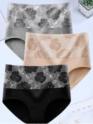 3 pçs/lote roupa interior feminina plus size calcinha de algodão cintura alta briefs lingerie sexy feminino pantys M-5XL sem ...