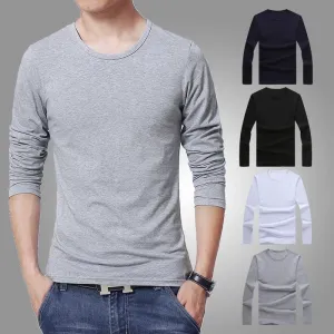 2024 mrmt marca nova camisetas masculinas de manga longa magro camiseta jovem cor pura topos camisetas camisa o-pescoço para ...