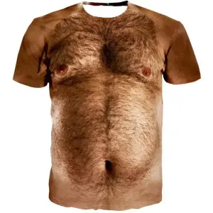 Camiseta masculina impressa em 3D, blusa de manga curta, camiseta, corpo muscular engraçado, roupas de grife, peito feio, rou...