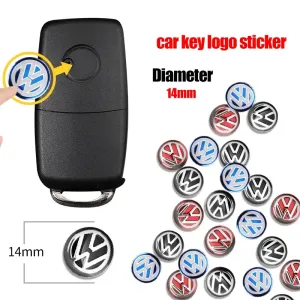 2/5/10pc 14mm chave do carro emblema adesivos chave de controle automático logotipo decalques para volkswagen vw gti golf pas...